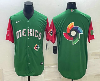 Mens Mexico Baseball 2023 Green World Big Logo With Patch Classic Stitched Jerseys->2023 world baseball classic->MLB Jersey